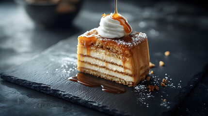 Sleek and Modern Sticky Toffee Pudding on Slate Plate