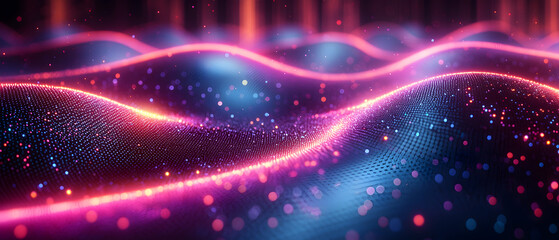 Obraz premium Futuristic Abstract Waves with Glowing Particles in 3D Space