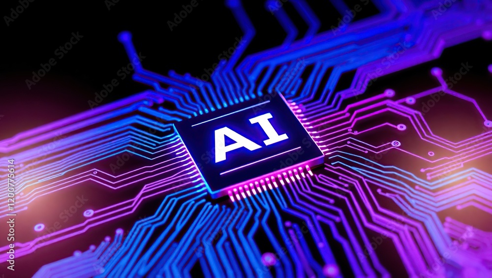 Poster ai microchip circuit board technology innovation