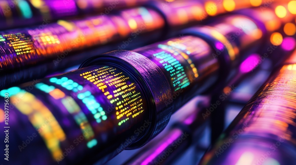 Poster flow of data: futuristic digital pipeline