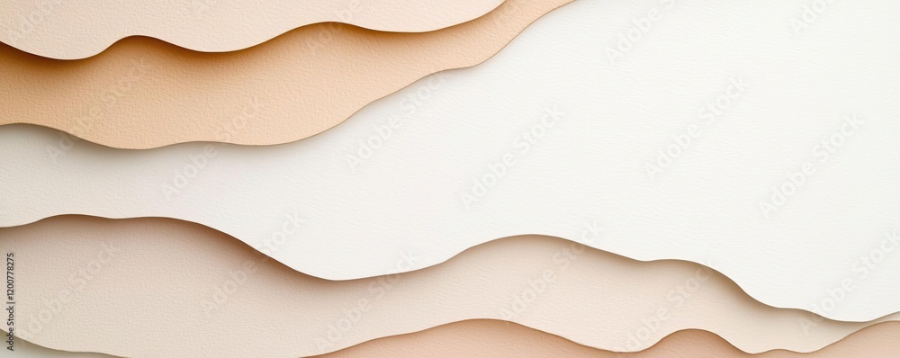 Aufkleber clean watercolor concept. abstract paper layers with soft curves in neutral colors for design projec