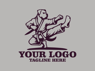 This vector illustration shows a dog  doing serious karate moves  Agile Martial Dog, This illustration is suitable for use as a motivational poster design, sticker or other design element