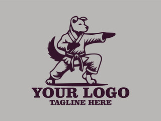 This vector illustration shows a dog  doing serious karate moves  Agile Martial Dog, This illustration is suitable for use as a motivational poster design, sticker or other design element