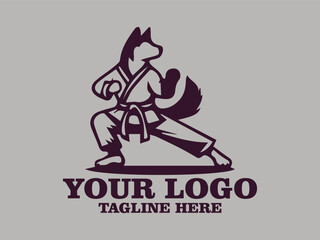 This vector illustration shows a dog  doing serious karate moves  Agile Martial Dog, This illustration is suitable for use as a motivational poster design, sticker or other design element
