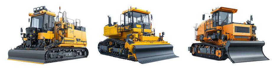 Obraz premium Heavy Equipment Bulldozers on Transparent Background for Stock Images