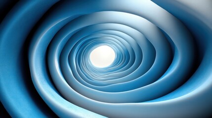 Abstract Blue Spiral Tunnel: A Journey into the Light