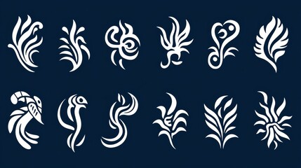 Elegant Floral and Avian Stylized Designs Set