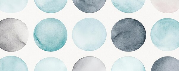 Clean watercolor concept. Abstract watercolor circles in soft tones of blue and gray for creative design projects.