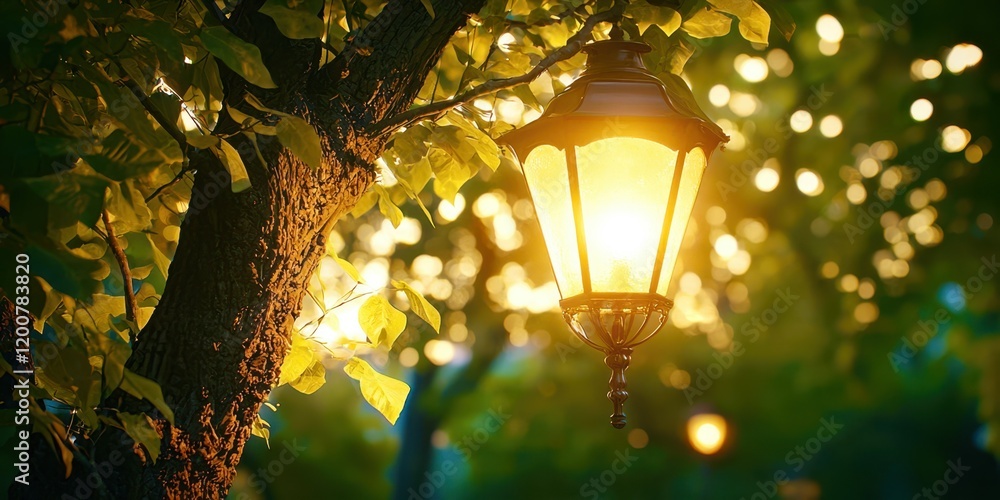 Poster Tree with a light hanging from it