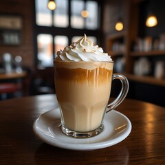 coffee latte in coffee shop cafe