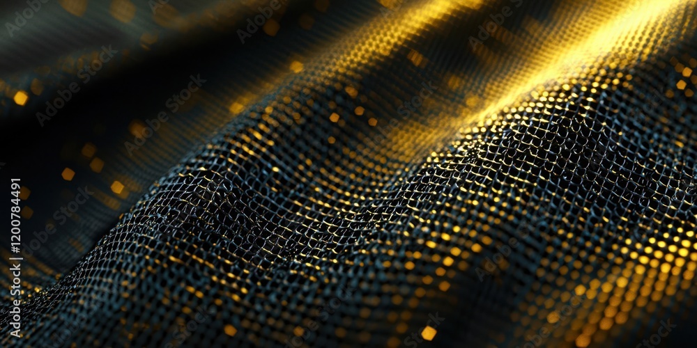 Poster gold and black fabric with a pattern of dots