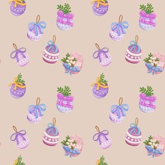 Fototapeta premium seamless pattern with Easter Theme Light brown background