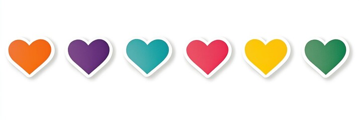 Bright and vibrant heart-shaped stickers provide an artistic touch for card makers and craft enthusiasts, perfect for holiday decor and social media projects