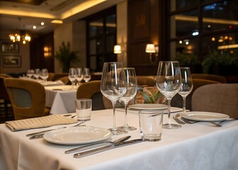 Fototapeta premium Empty glasses set in restaurant
