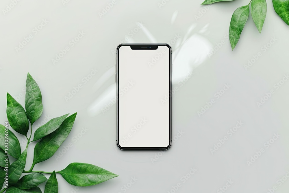 Poster detailed visual of view of the phone screen with a mock up on a white isolated background