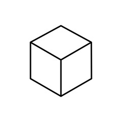 Cube, Cubic or Box Icon Flat isolated outline sign
