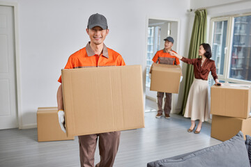 Professional movers helping client move