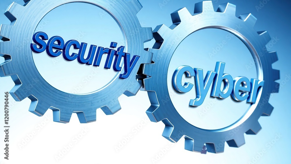 Poster interlocking gears illustrate cyber security concepts