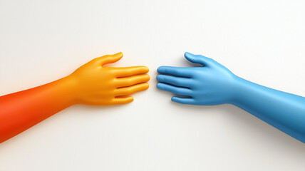 Obraz premium Colorful hands reaching out to each other symbolize connection and unity