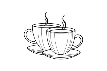 Continuous online drawing of Coffee Cup single line art outline vector 