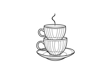 Continuous online drawing of Coffee Cup single line art outline vector 