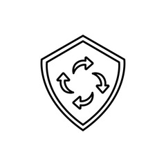 Shield with arrow icon Flat isolated outline sign