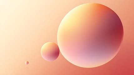 Abstract Pastel Spheres Floating in Orange Background