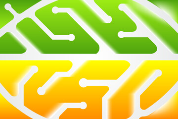 Abstract background green yellow gradient light on horizontal layout. Abstract green yellow color with electricity symbol texture background. Technology big data digital concept.