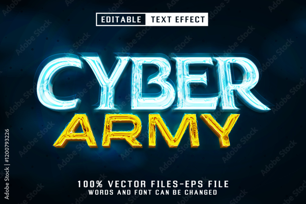Poster cyber army 3d text - editable text effect