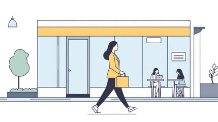 Obraz premium オフィスに通勤をするビジネスウーマン