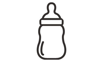 シンプルでミニマルな哺乳瓶のラインアイコン