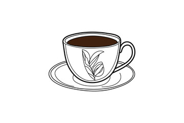 Continuous online drawing of Coffee Cup single line art outline vector 