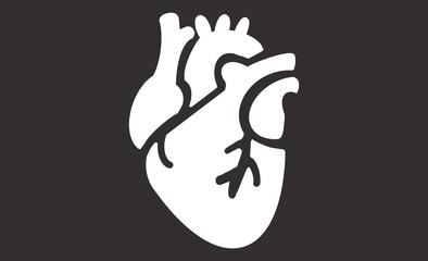 解剖学的心臓のモノクロアイコンデザイン