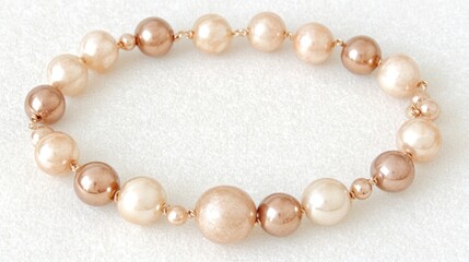 Elegant Rose Gold and Cream Pearl Bracelet on White Background