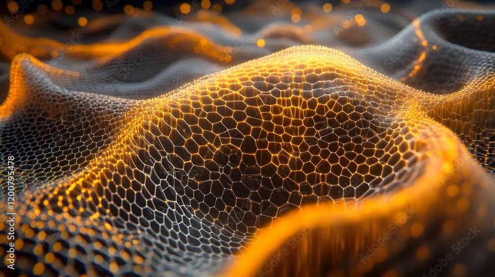 Poster abstract honeycomb pattern illuminated with orange light