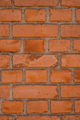 Close-up of a textured brick surface, showcasing the rough, weathered details and rich, earthy tones. Ideal for backgrounds, architectural designs, or concepts related to building and texture.
