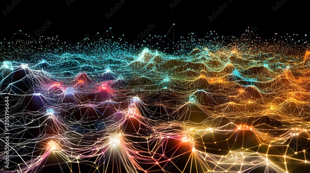 Aufkleber luminous networked landscape abstract data visualization