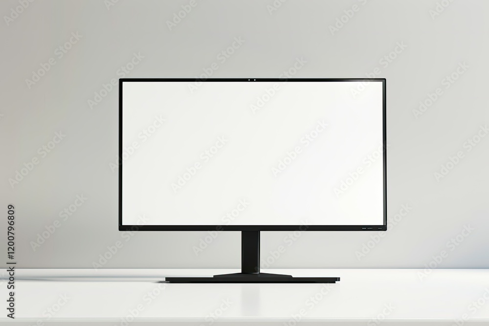 Poster clear pixel image of desktop computer screen on white mockup