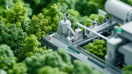 Eco friendly hydrogen production facility surrounded by greenery