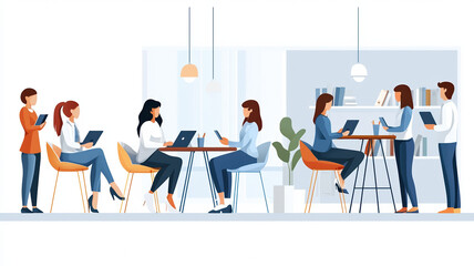 Group of young professionals working in modern office environment