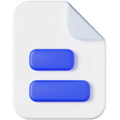 Blue Document 3d render