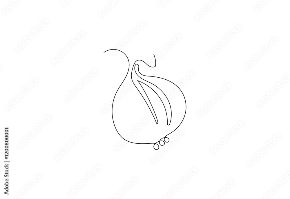 Fototapete continuous onion one line art design, vector design template