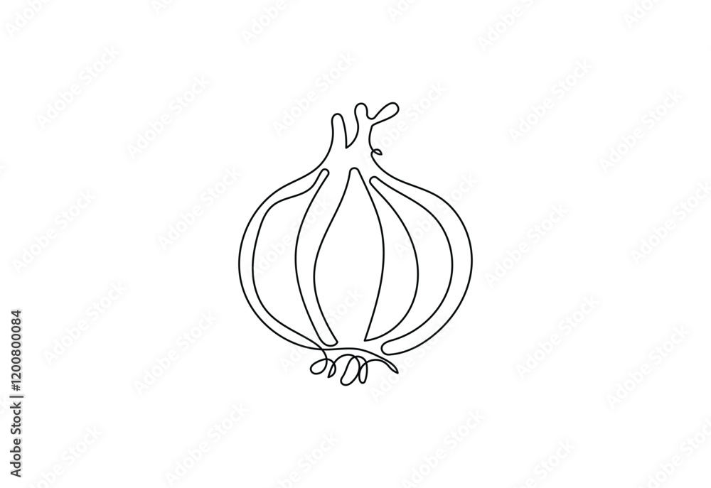 Fototapete continuous onion one line art design, vector design template
