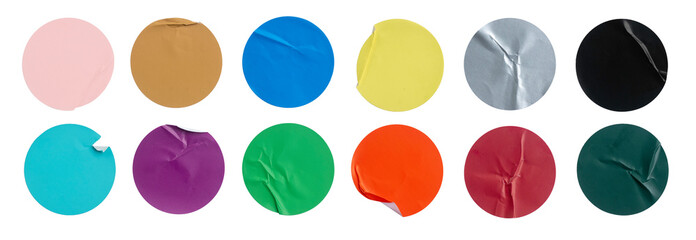 Colorful Circles sticker with Wrinkled Textures in Various Shades.