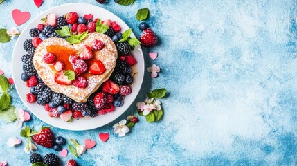 Heart-Shaped Pancakes with Berries: A Romantic Breakfast