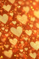 Fototapeta premium Shimmering Golden Hearts and Radiant Glow for Valentine's Day
