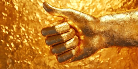 Hand with a gold paint on it