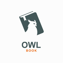 owl book simple logo in negative space