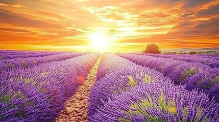 Obraz premium Sunset Lavender Field