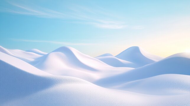 Serene Winter Landscape: Snow-Covered Hills Under a Clear Sky